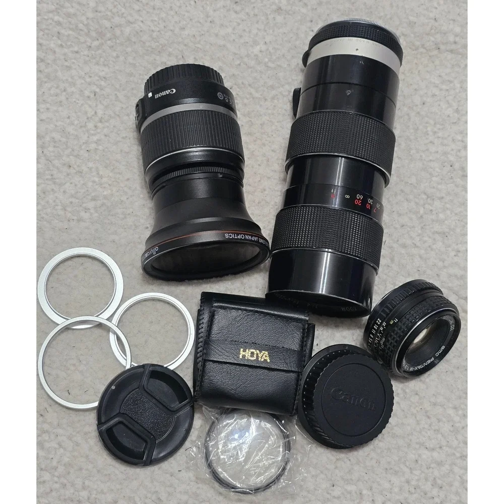 Canon 18-55mm Tamron 70-220mm Pentax 50mm Camera Lens Bundle Parts Only